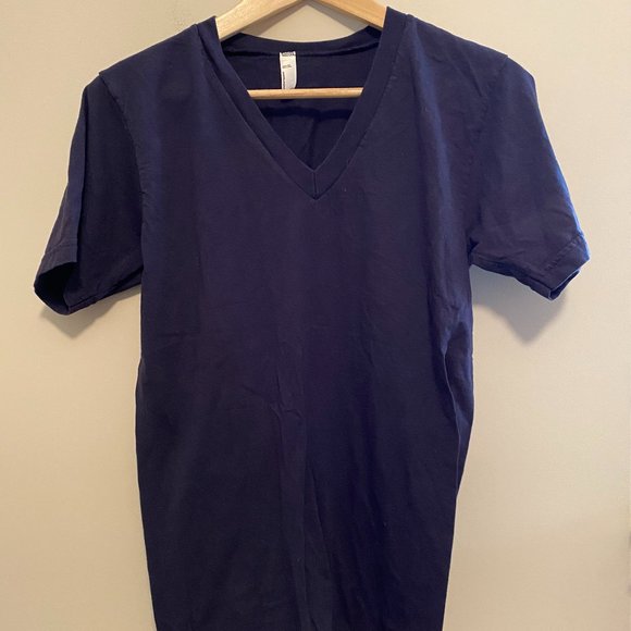 American Apparel Unisex Navy Blue V-neck T-shirt Small - Picture 3 of 3